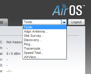 Меню утилит веб-интерфейса airOS
