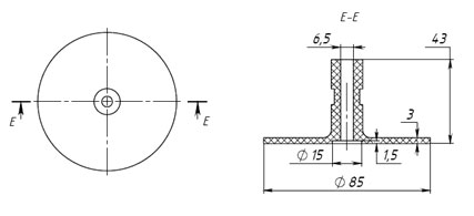 Круглое пластмассовое основание с центральным отверстием и упором для фиксации на шасси (вариант 4-в, до 0.4кВА)