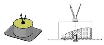 Трансформатор залитый с «внутренней» гайкой и выводами пучком по центру
