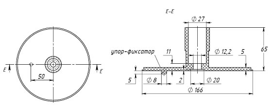 Круглое пластмассовое основание с центральным отверстием и упором для фиксации на шасси