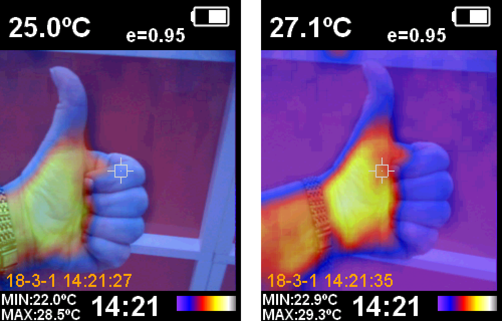 Термальные изображения, сохраненные тепловизором HT-02